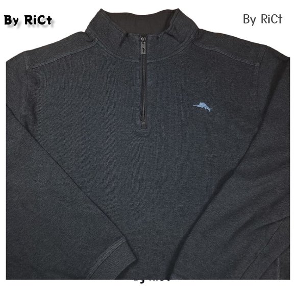 Tommy Bahama Tobago Men Sweatshirt Half Zip Size 3XL Pullover Henley Cotton Gray - Picture 3 of 9